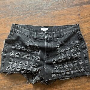 🔘Good American Black Distressed Jean Shorts